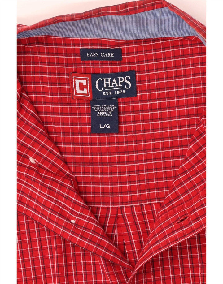 Chaps Camicia da uomo Easy Care, cotone a quadri rossi grandi