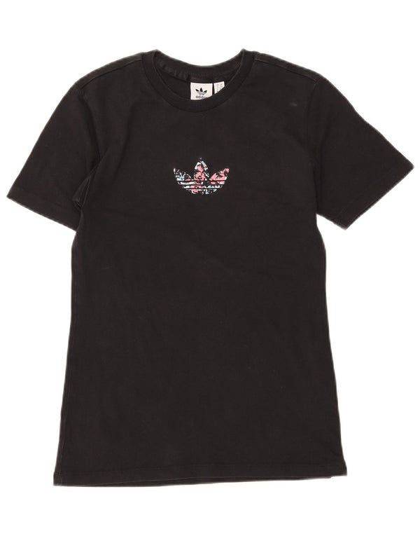 T-shirt grafica da donna ADIDAS Top UK 6 XS cotone nero