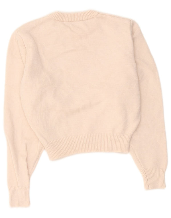 Maglione corto girocollo da donna Zara UK 10 piccolo in viscosa beige
