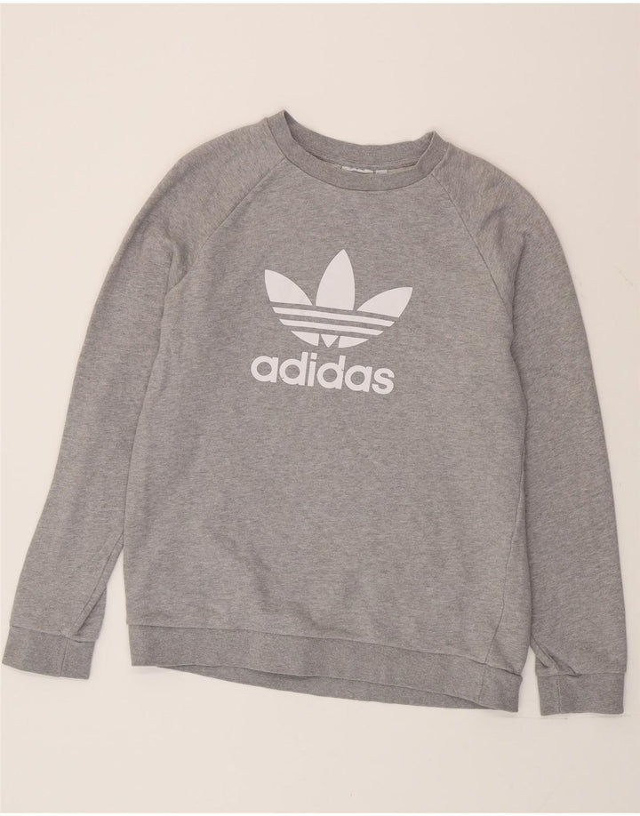 Felpa grafica da uomo Adidas Felpa in cotone grigio medio