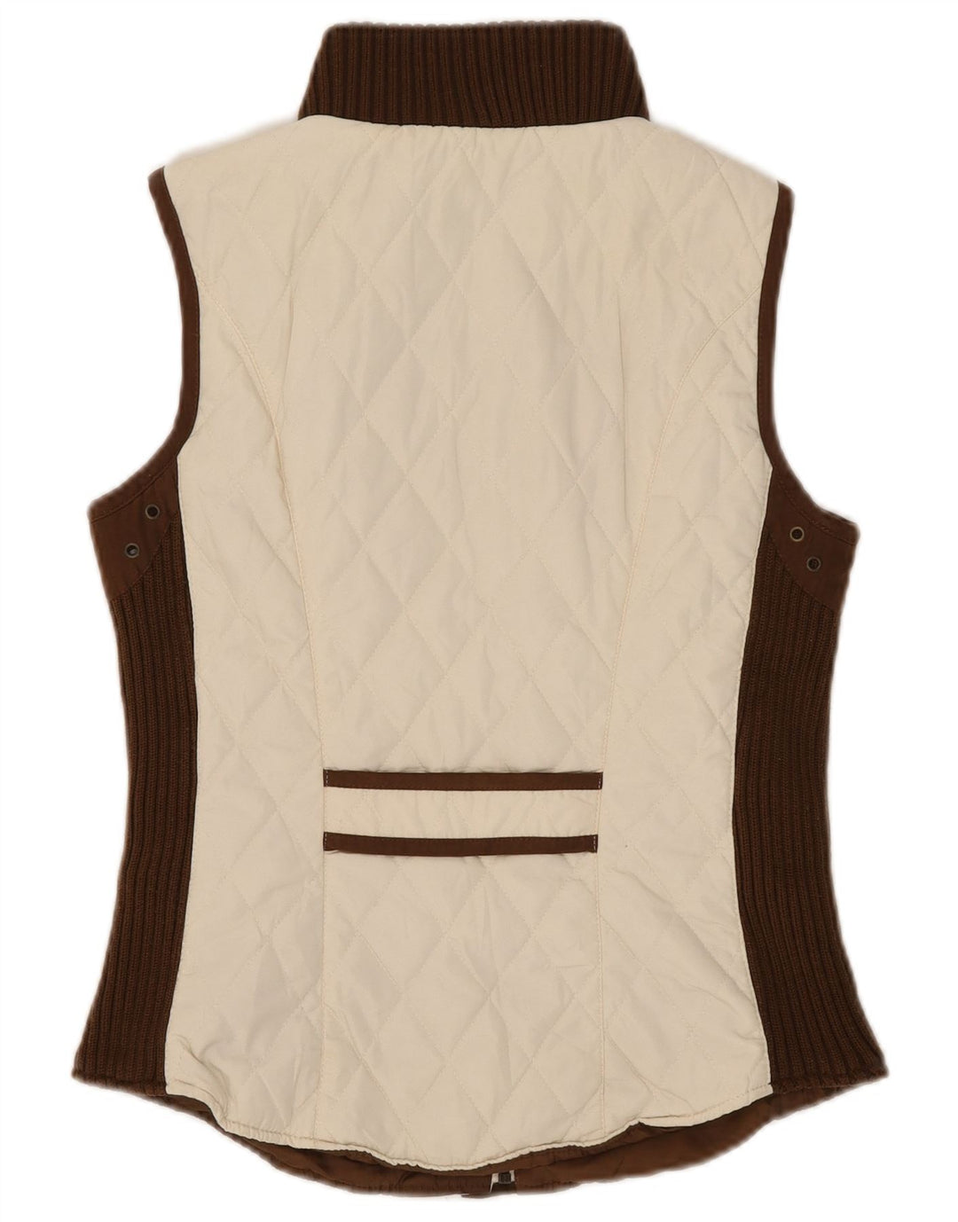 Gilet trapuntato da donna Zara UK 12 poliestere color block medio bianco sporco