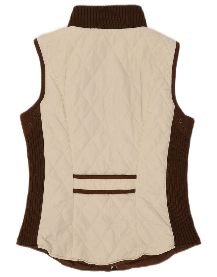 Gilet trapuntato da donna Zara UK 12 poliestere color block medio bianco sporco