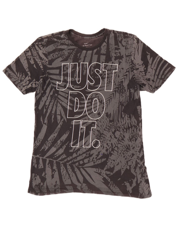 T-shirt grafica Nike da uomo con taglio atletico, cotone floreale grigio medio