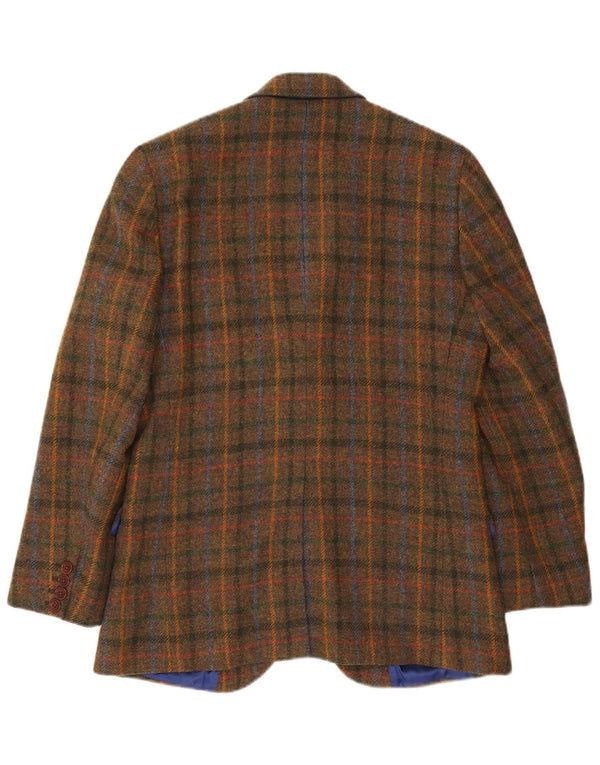 Crew Clothing Giacca blazer da uomo a 2 bottoni UK 38 Lana a quadri marrone medio