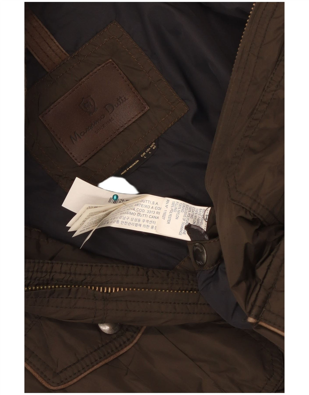 MASSIMO DUTTI Giacca da uomo Utility UK 40 Large Khaki Nylon