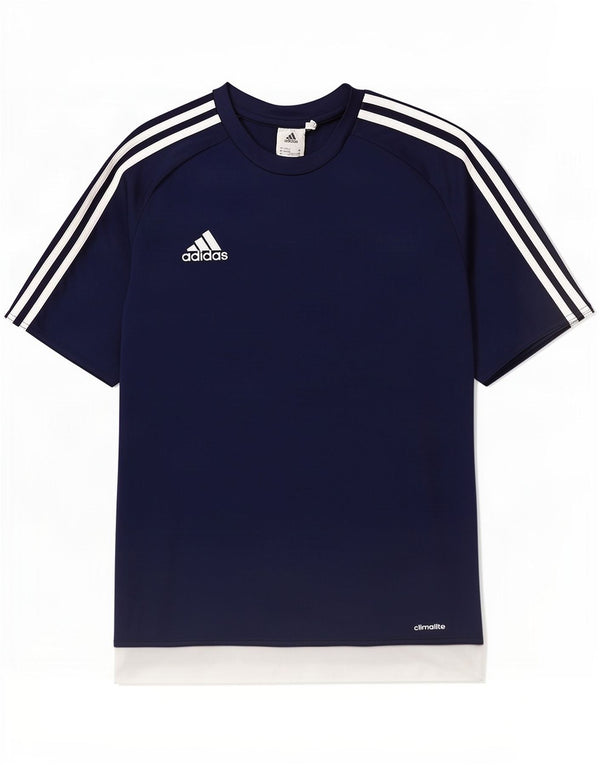 T-shirt Adidas Climalite da uomo Top medio in poliestere color block blu navy