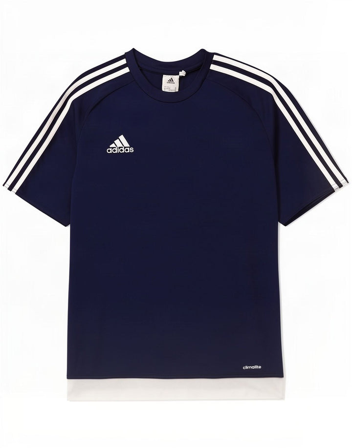 T-shirt Adidas Climalite da uomo Top medio in poliestere color block blu navy