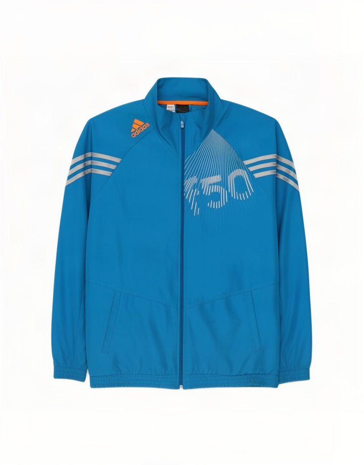 Giacca da ginnastica grafica da uomo Adidas Top in poliestere blu medio