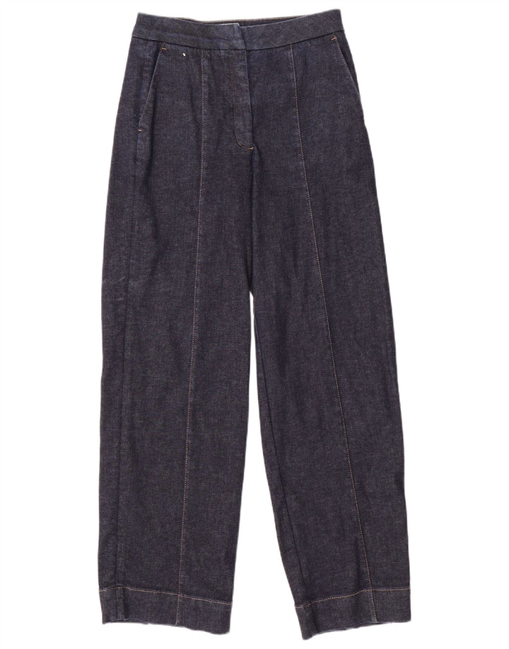 Jeans dritti da donna Jaeger UK 10 piccoli W26 L29 cotone blu navy