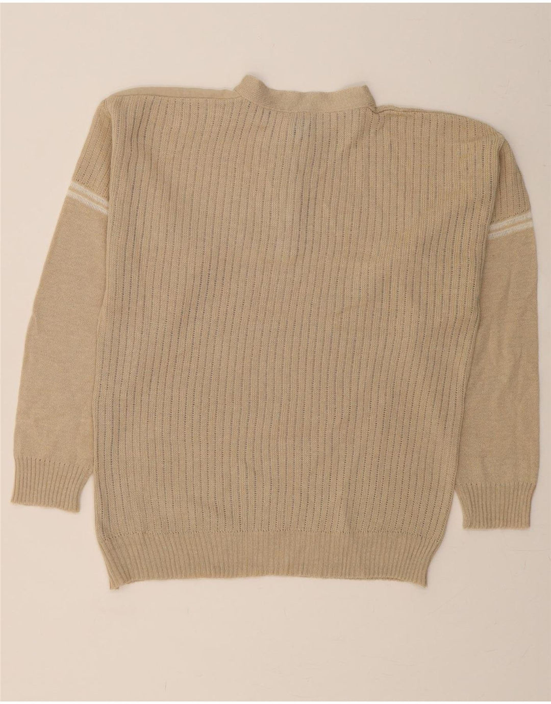 COBRA Mens Button Neck Jumper Sweater Large Beige Acrylic Vintage Cobra and Second-Hand Cobra from Messina Hembry 