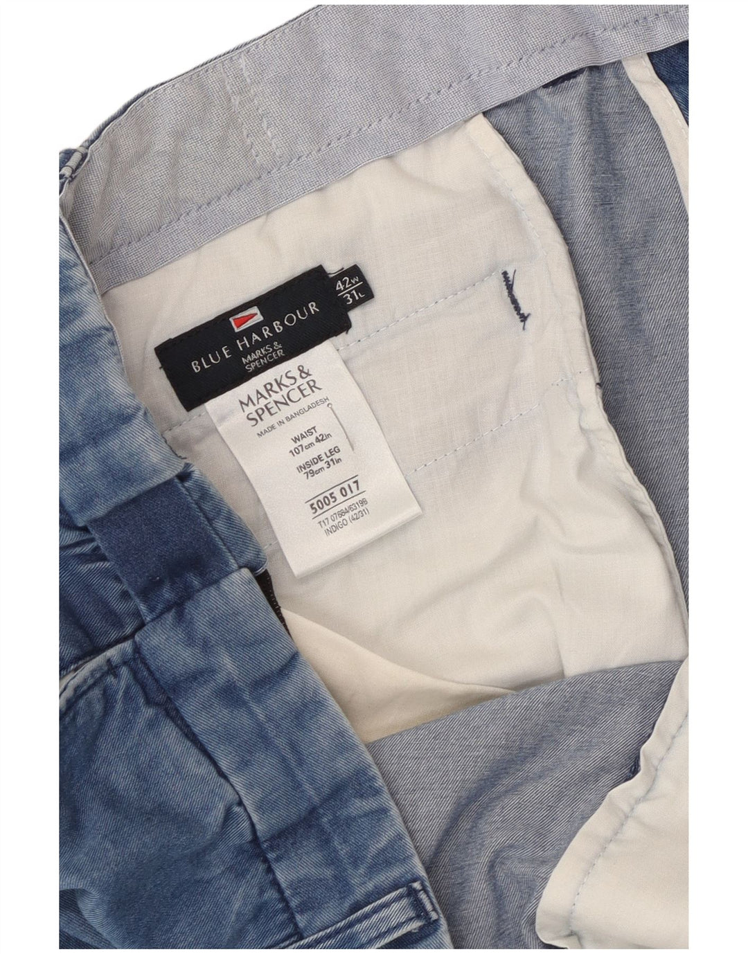 Jeans dritti da uomo Marks & Spencer Blue Harbour W42 L28 cotone blu