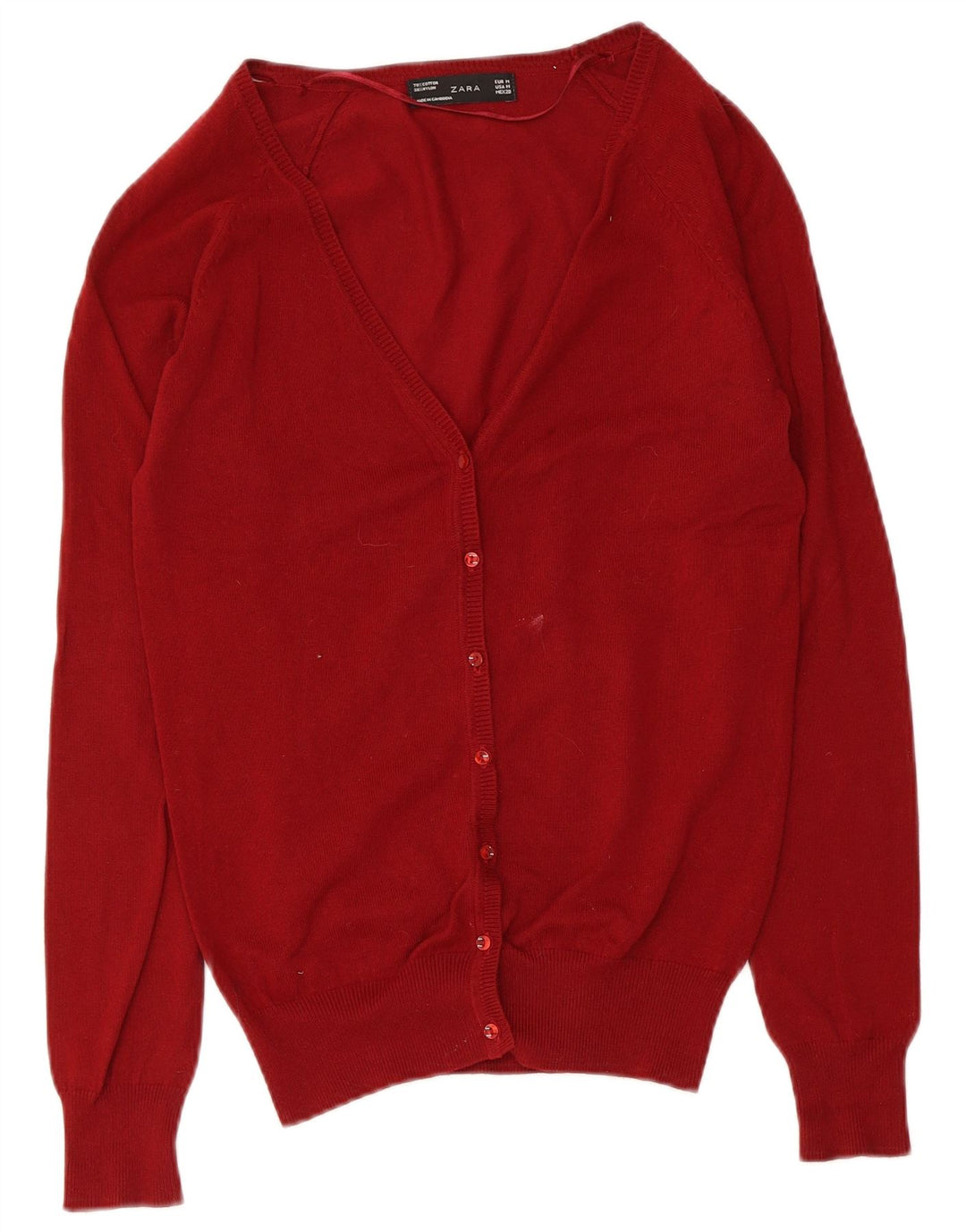 Maglione cardigan da donna Zara UK 12 cotone rosso medio