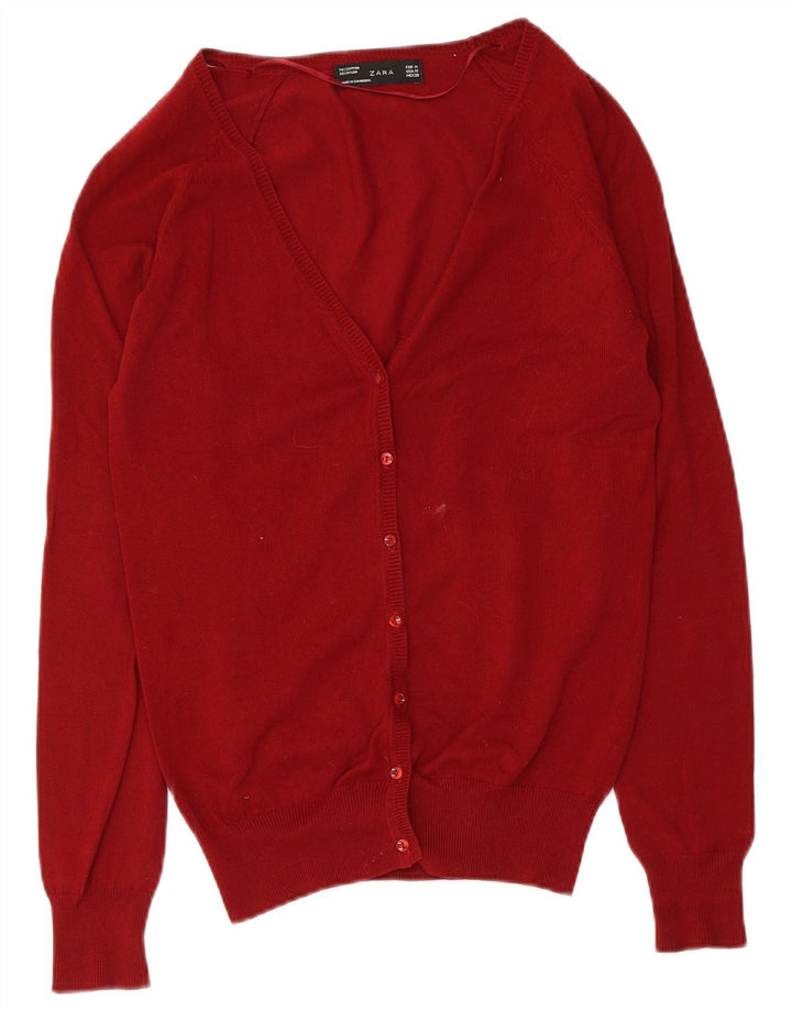 Maglione cardigan da donna Zara UK 12 cotone rosso medio