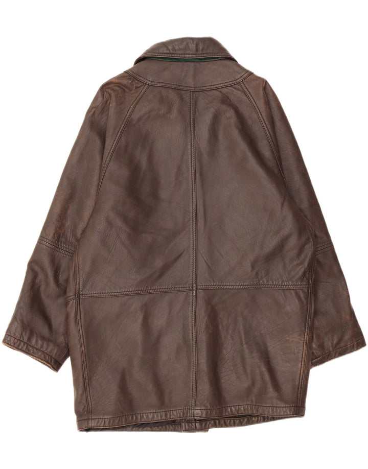 MARCOS Cappotto in Pelle da Uomo IT 50 Large in Pelle Marrone