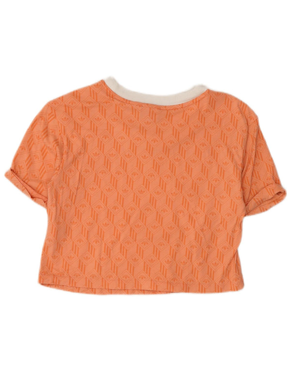 T-shirt grafica corta da donna Adidas UK 10 piccola in cotone arancione