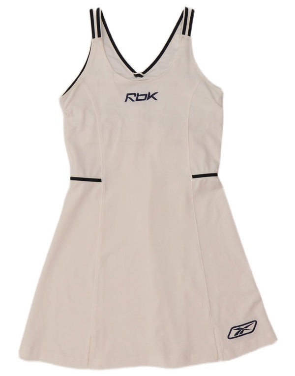Abito da tennis grafico REEBOK da donna UK 10 piccolo bianco