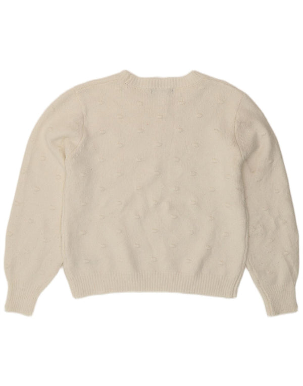 Maglione maglione girocollo da donna Marks & Spencer UK 14 medio bianco