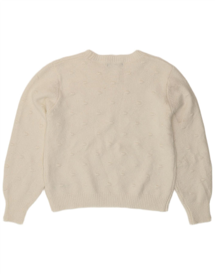 Maglione maglione girocollo da donna Marks & Spencer UK 14 medio bianco