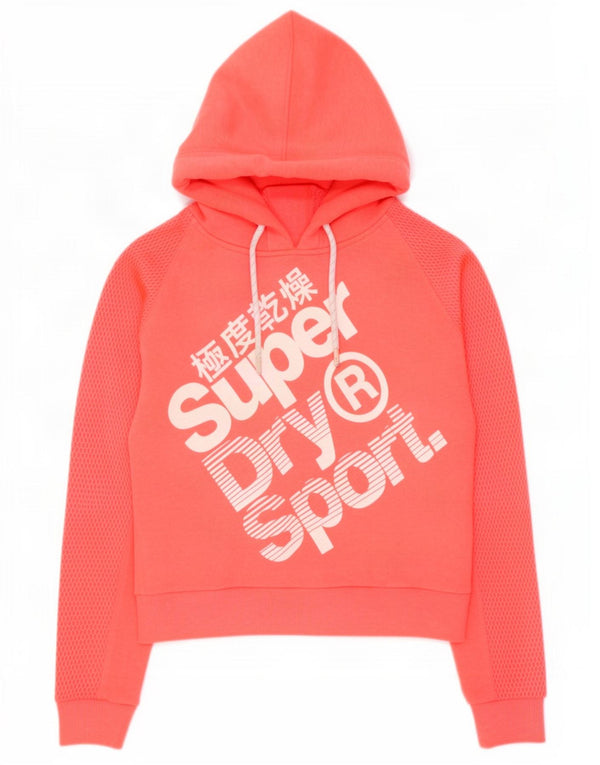 Felpa con cappuccio grafica da donna Crop Superdry UK 12 poliestere rosa medio