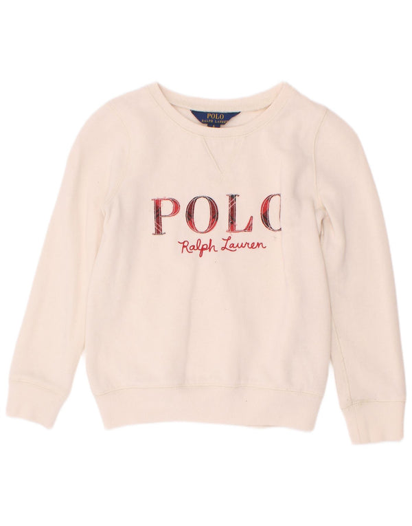 Polo Ralph Lauren Felpa con grafica per ragazze, 5-6 anni, bianco sporco