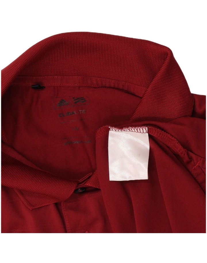 Polo Adidas Climalite da uomo grande in poliestere a righe bordeaux