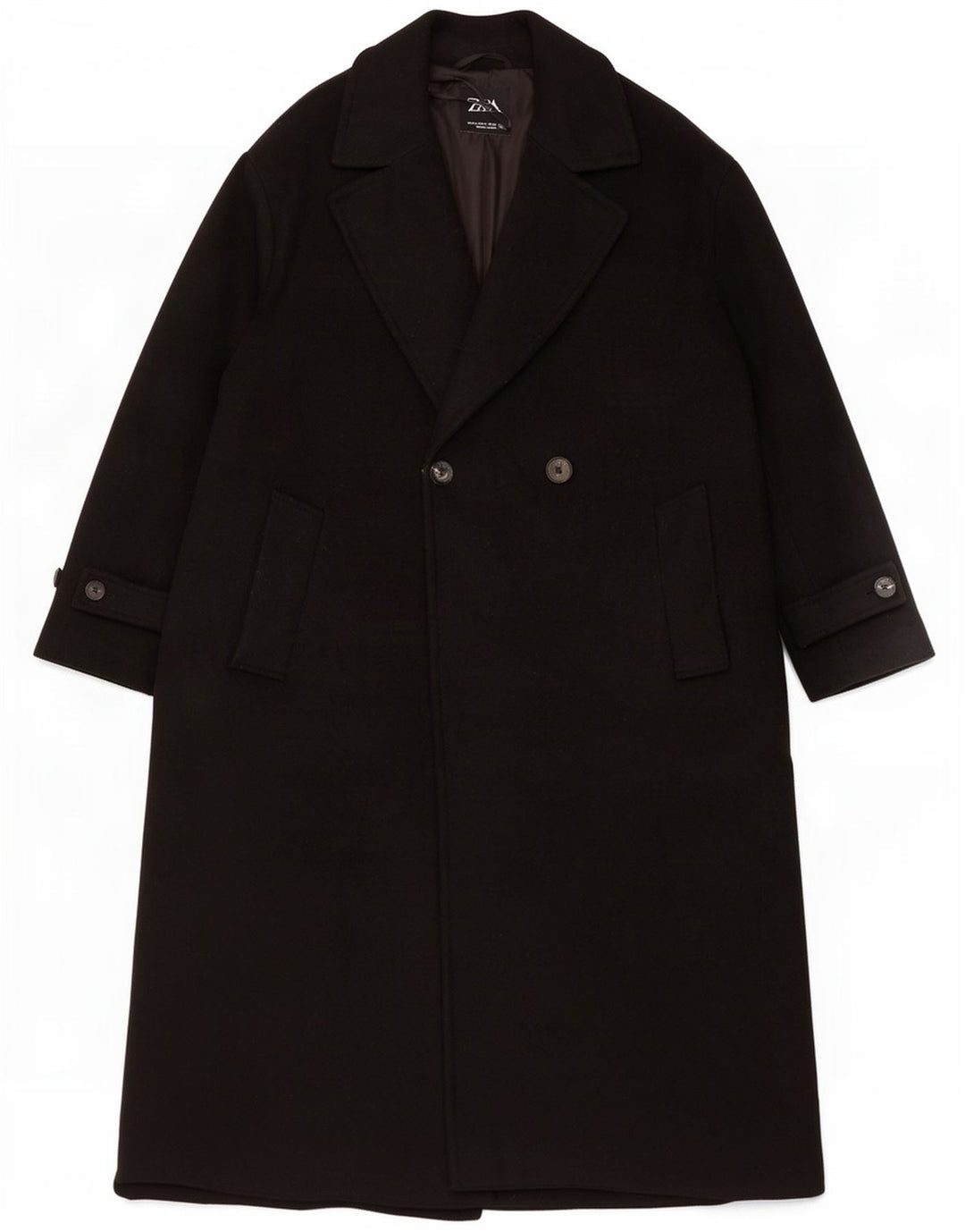 Cappotto doppiopetto da donna Zara UK 14 poliestere nero medio