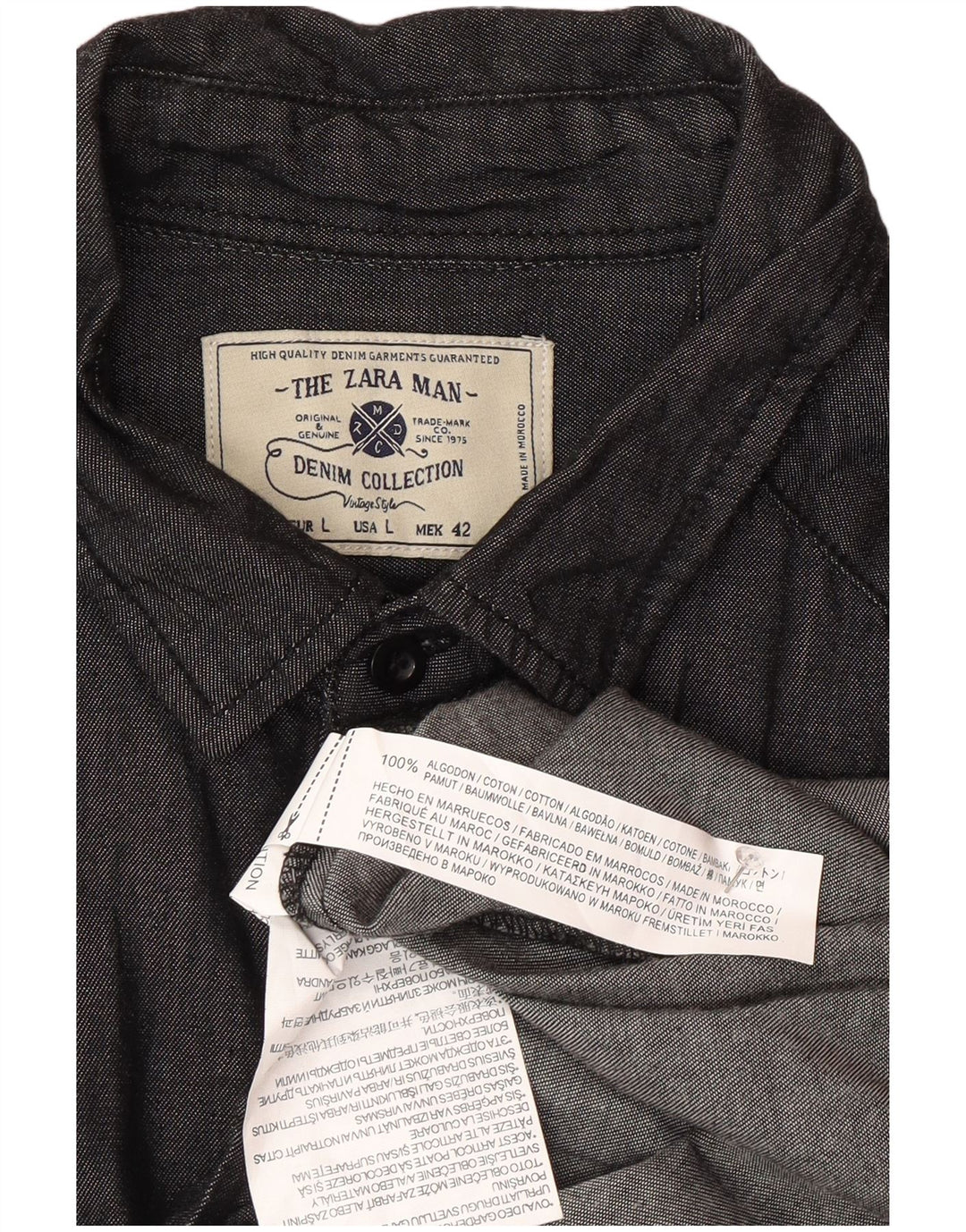 Camicia lunga Zara da uomo grande in cotone grigio