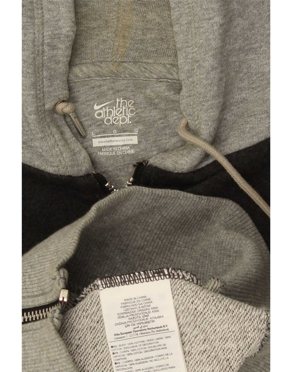 Felpa con cappuccio e zip grafica Nike da uomo, grande, in cotone grigio