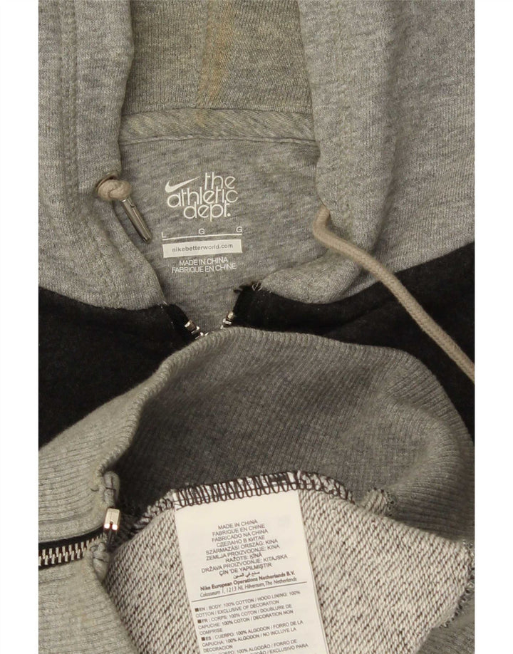 Felpa con cappuccio e zip grafica Nike da uomo, grande, in cotone grigio