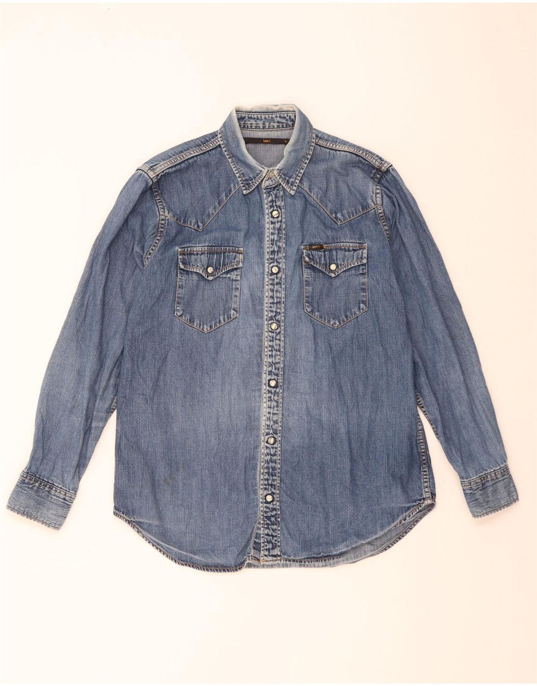 Camicia di jeans da uomo Lee in cotone blu medio