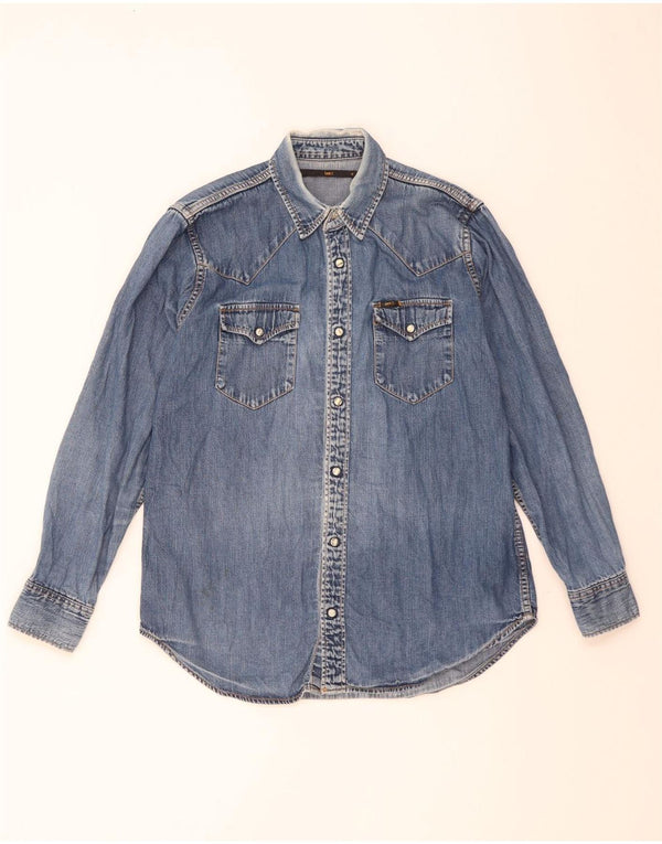 Camicia di jeans da uomo Lee in cotone blu medio