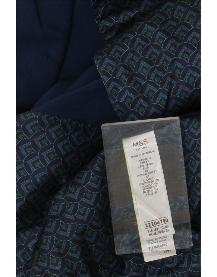 Giacca blazer da uomo Marks & Spencer vestibilità regolare a 2 bottoni UK 38 Blu medio