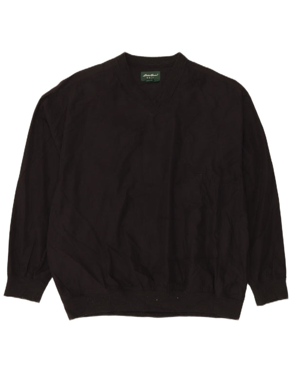 EDDIE BAUER Top da uomo ampio a maniche lunghe in poliestere nero grande