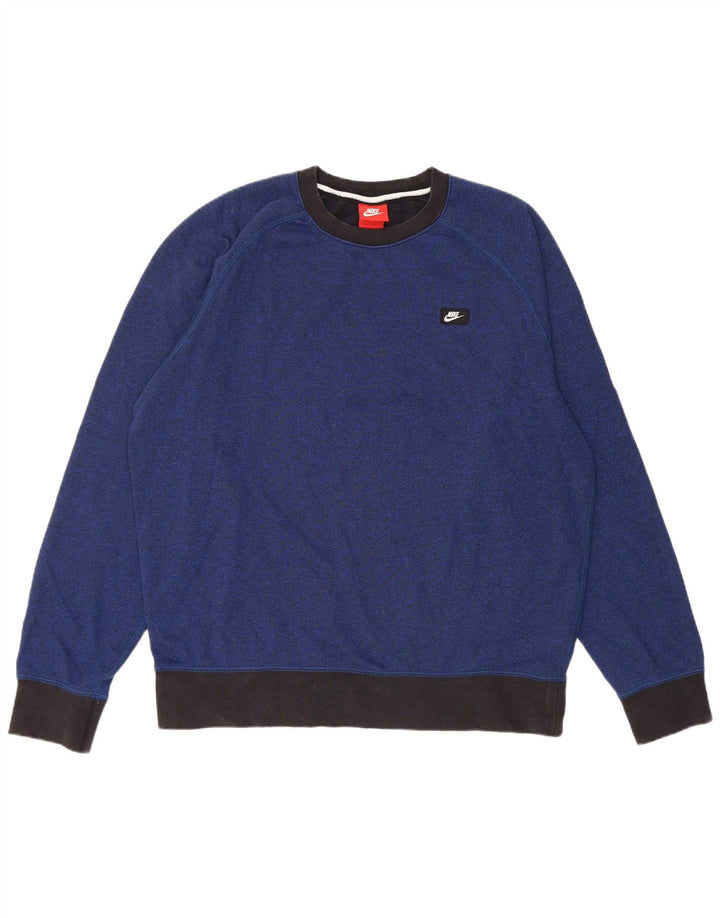 Felpa Nike da uomo, grande, in cotone color block blu