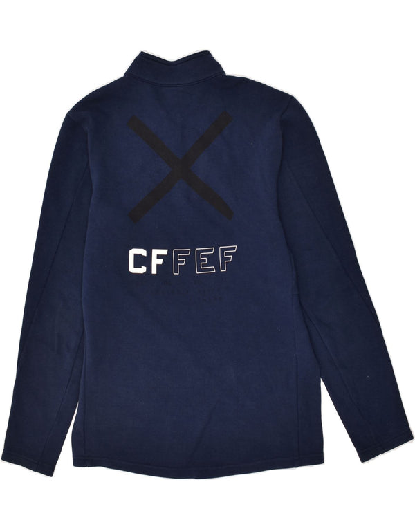 REEBOK Top da tuta pullover con zip grafica da uomo, piccolo in cotone blu navy