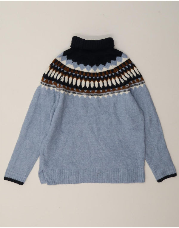 Maglione maglione a collo alto da donna Marks & Spencer UK 6 XS Blu Fair Isle