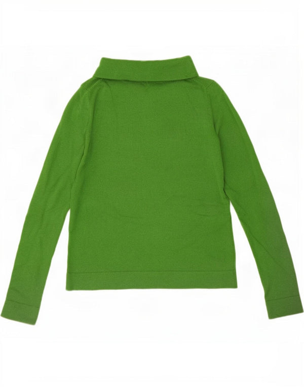 Maglione maglione a collo alto da donna Hobbs UK 10 piccolo lana merino verde