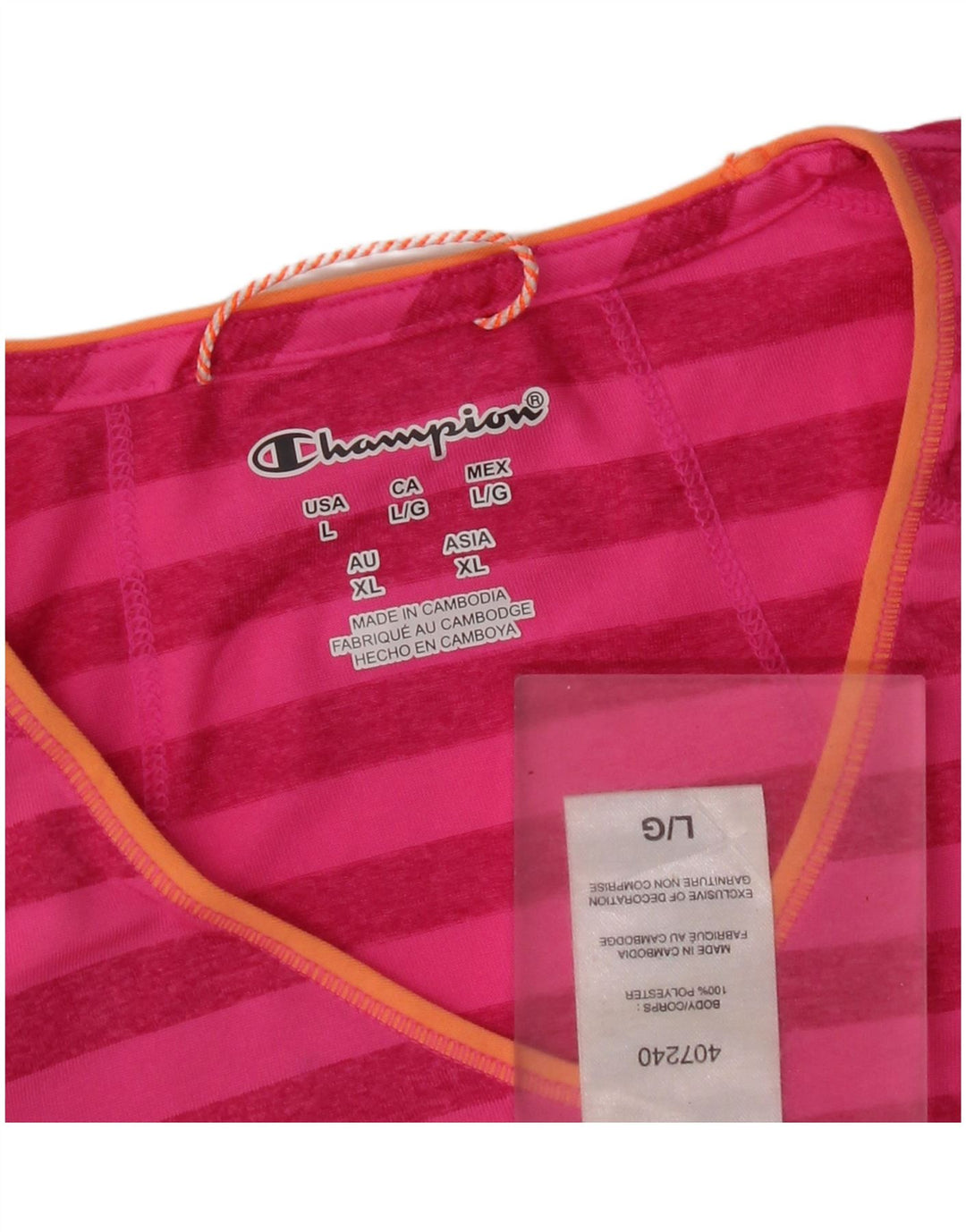 T-shirt da donna Champion Top UK 16 poliestere a righe grandi rosa