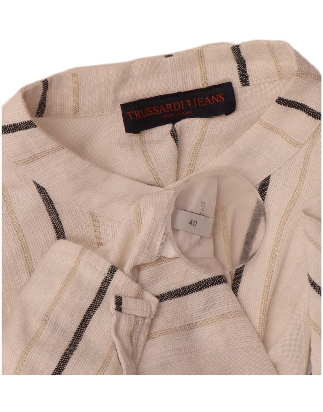 Blusa Camicia Donna Trussardi Jeans Lunga IT 40 Small Righe Bianche