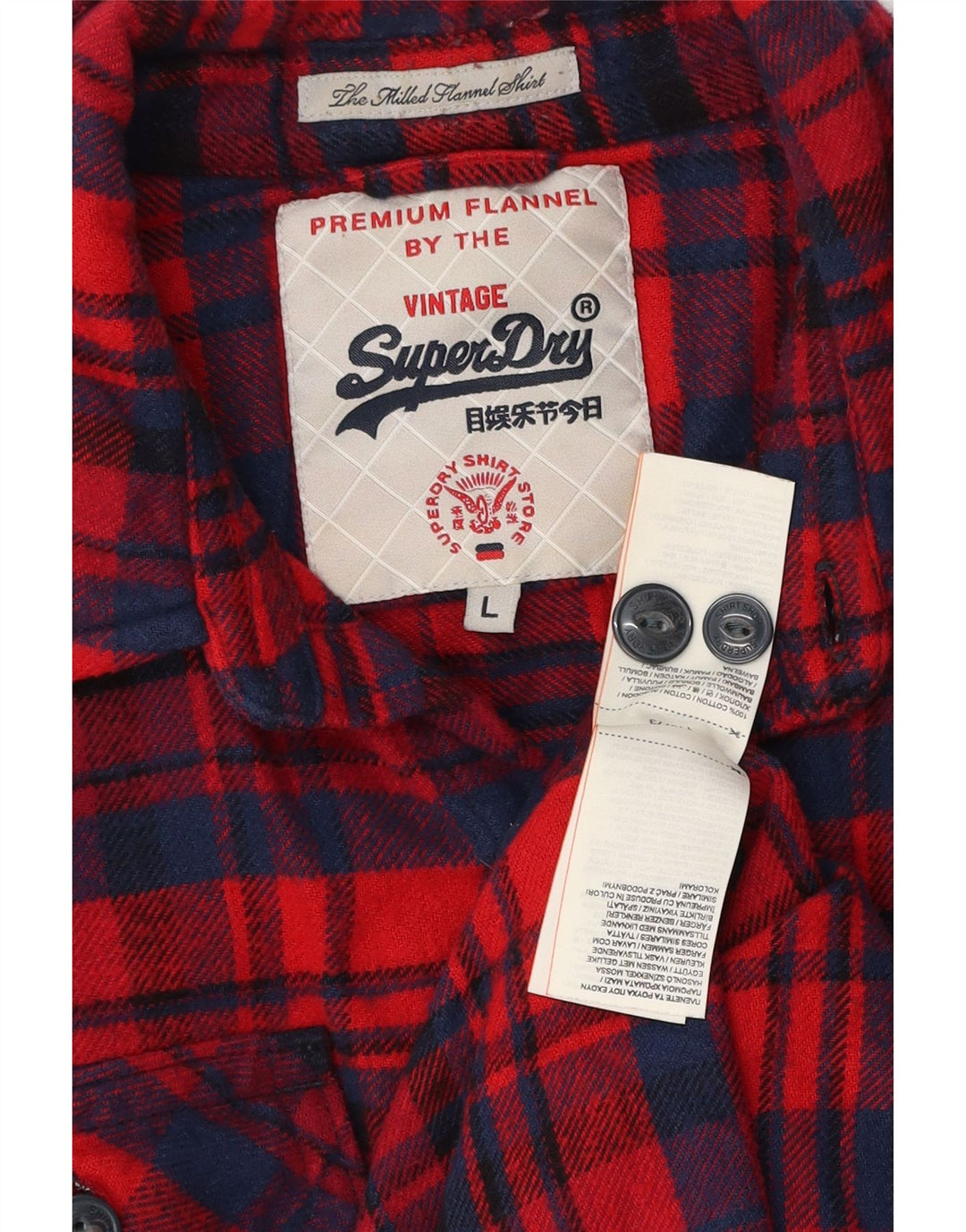 Camicia da uomo in flanella Superdry, cotone a quadri rossi grandi