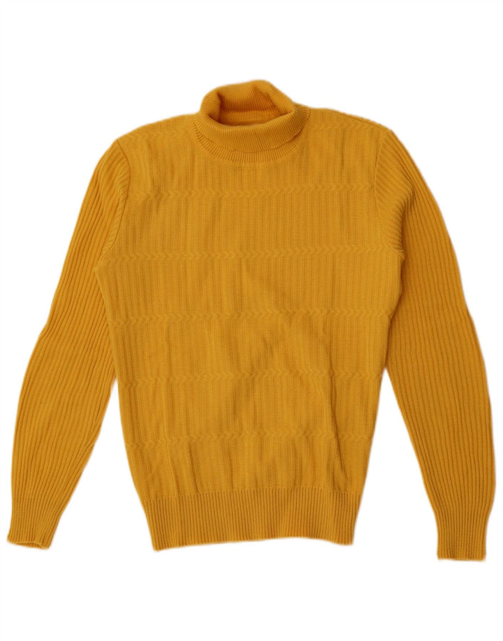 Maglione maglione collo alto da uomo Orlon IT 50 poliacrilico giallo medio