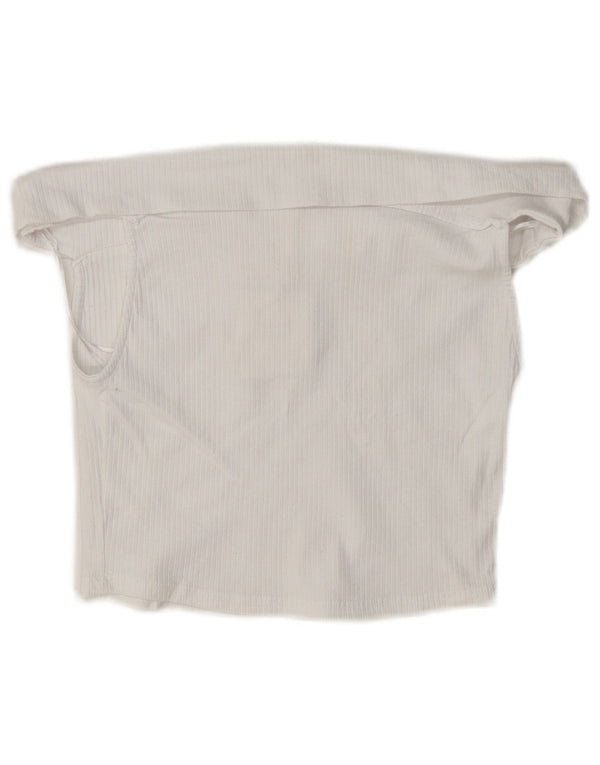 Top corto da donna con spalle scoperte Zara UK 10 piccolo cotone bianco