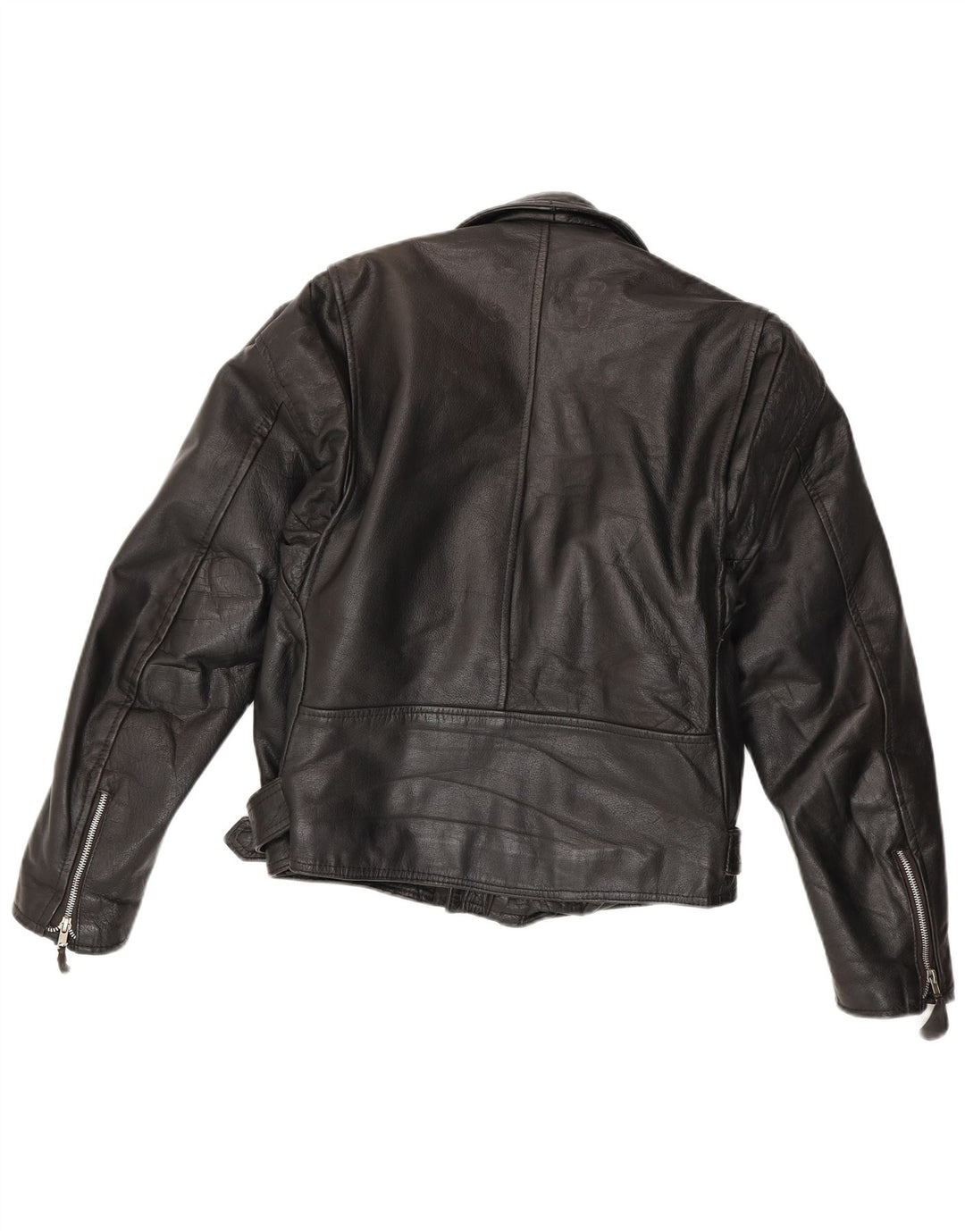 Giacca da motociclista in pelle vintage da uomo IT 44 XS nera