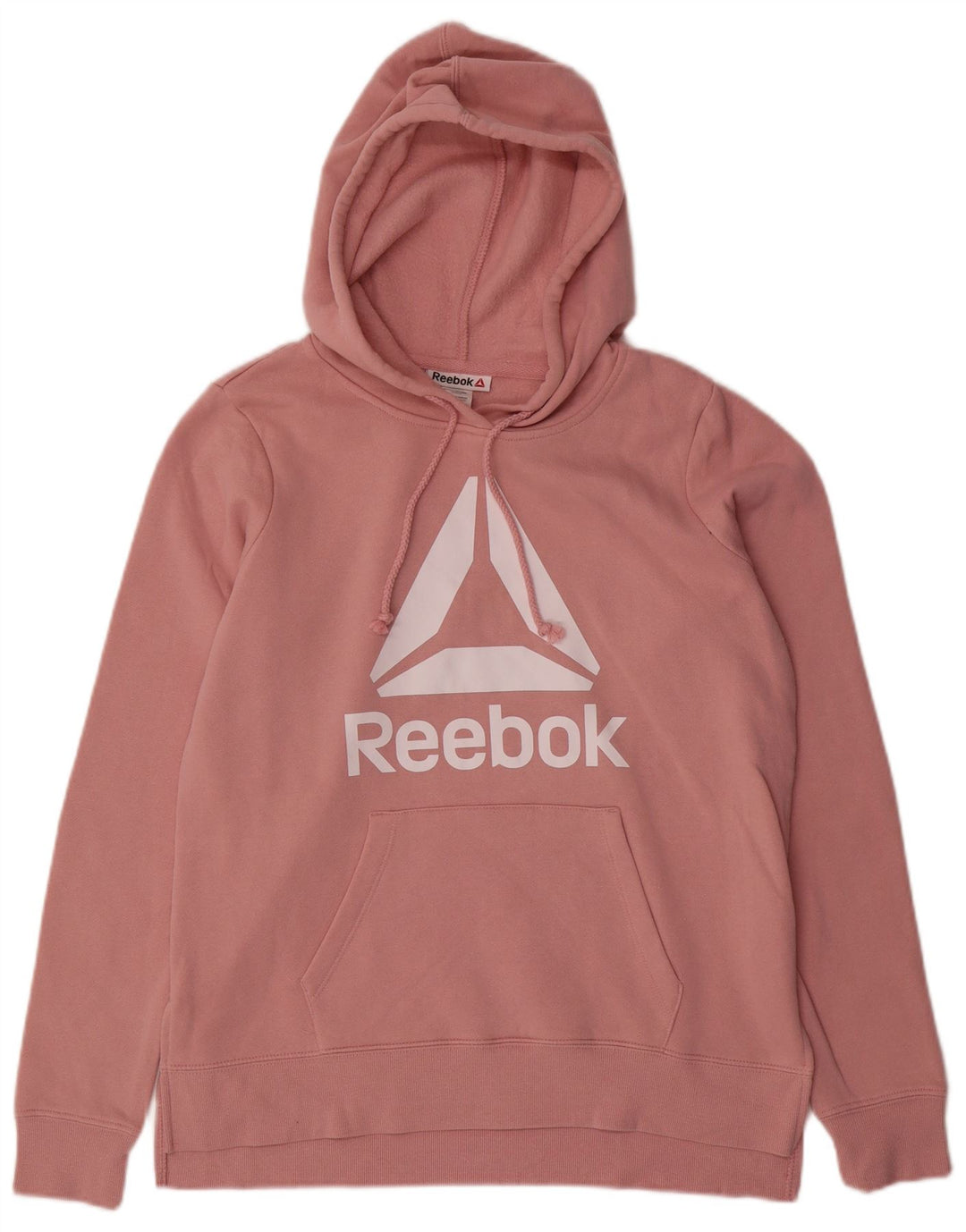 REEBOK Felpa con cappuccio grafica da donna UK 14 Cotone rosa medio