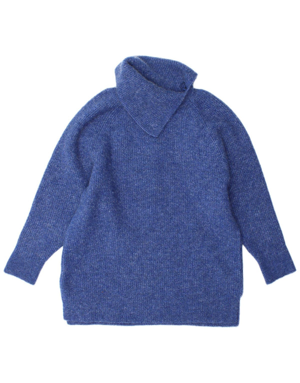 Maglione maglione collo alto da donna Monsoon UK 10 piccolo acrilico blu