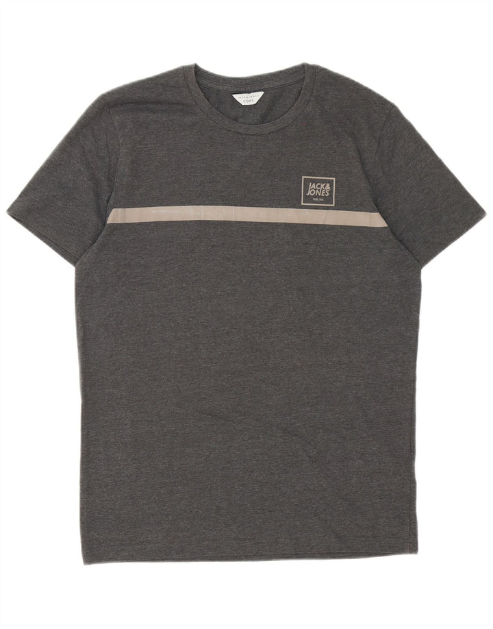 T-shirt da uomo Jack & Jones Top Small in cotone color block grigio