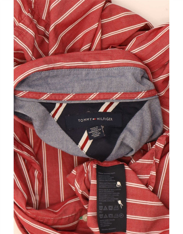 Camicia da uomo Tommy Hilfiger in cotone gessato rosso medio