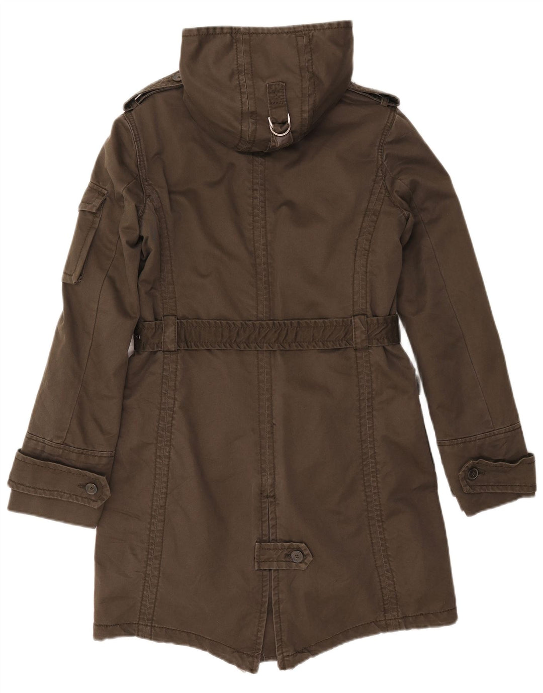 Parka militare con cappuccio da donna Zara UK 14 cotone kaki medio