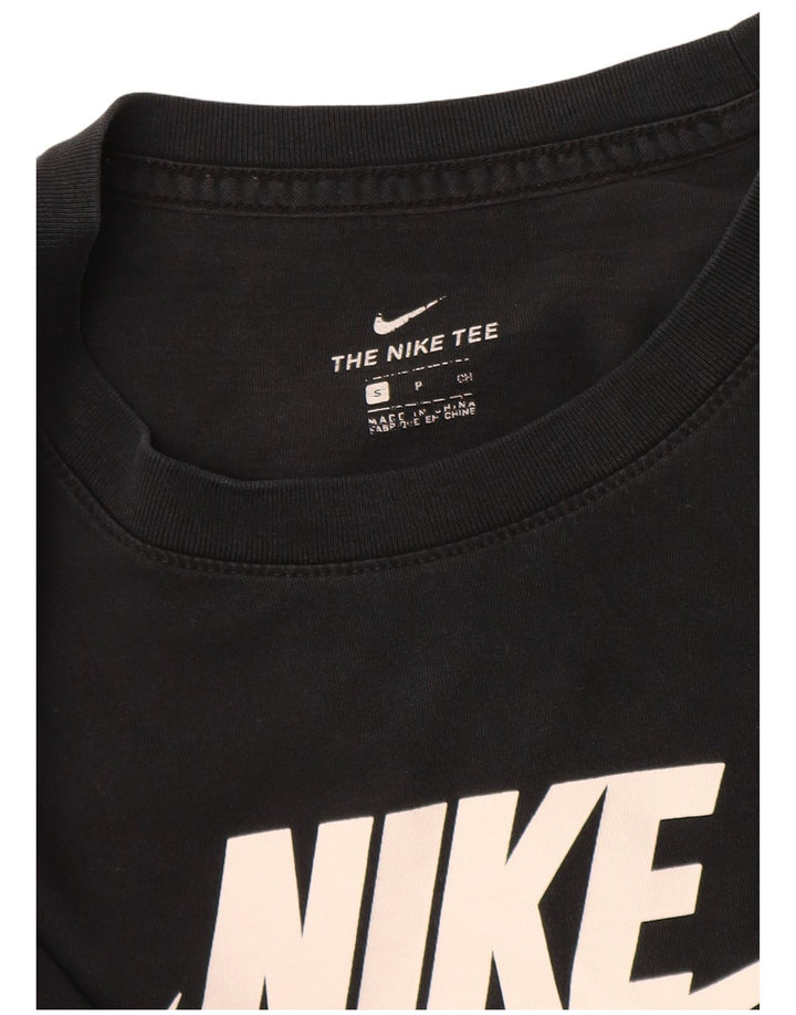 Top grafico NIKE da donna a maniche lunghe UK 10 piccolo nero