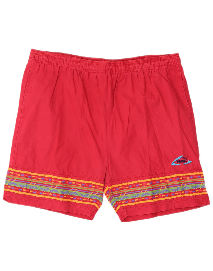 Pantaloncini sportivi da uomo Puma Large rosso geometrico in cotone